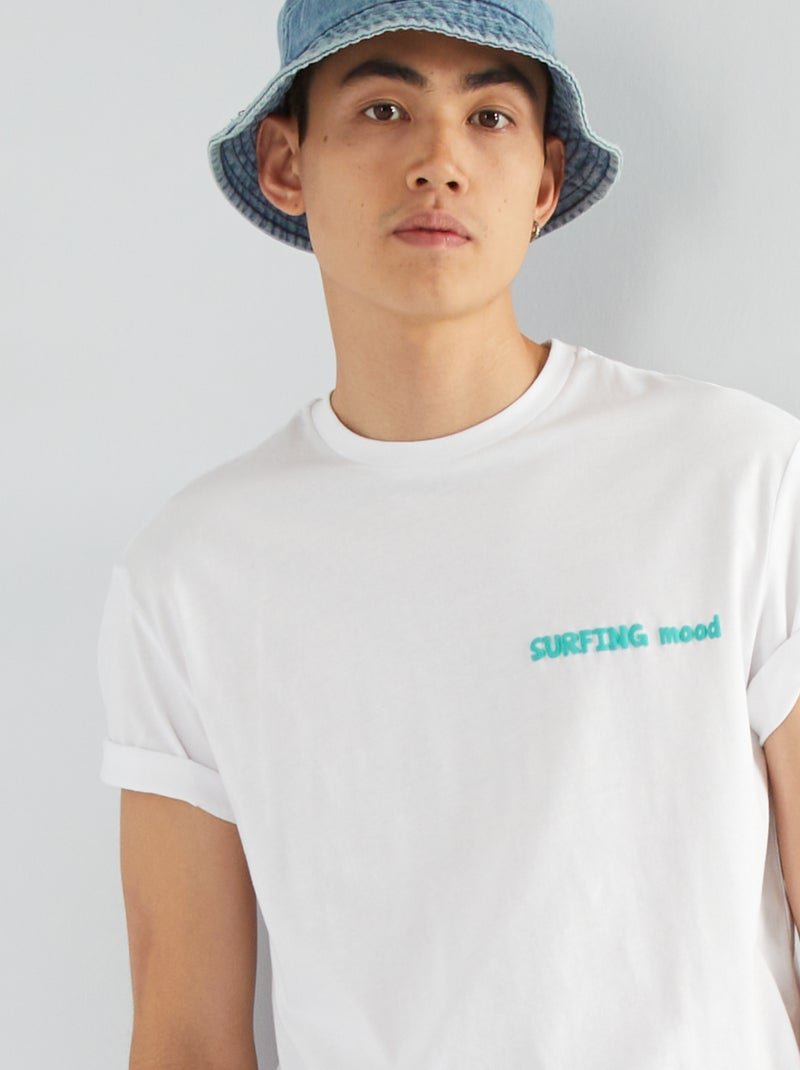 T-shirt em jersey com estampado atrás Branco - Kiabi
