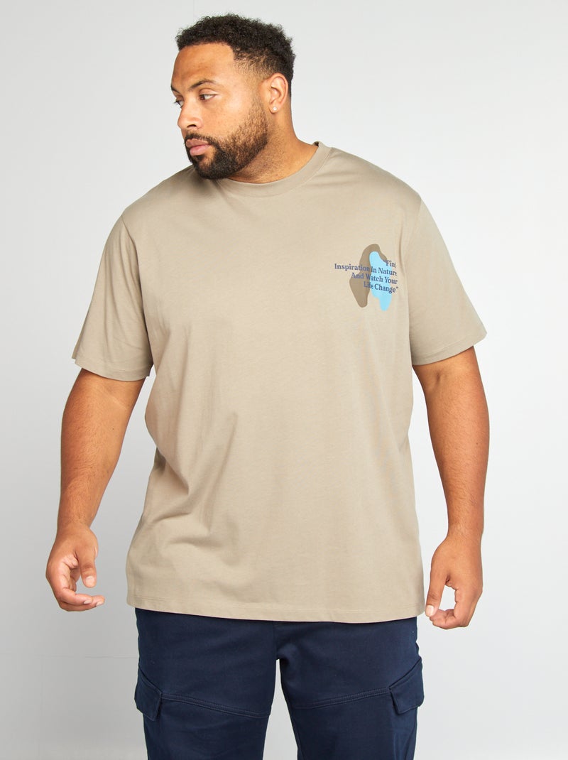 T-shirt em jersey com estampado atrás e frontal CASTANHO - Kiabi