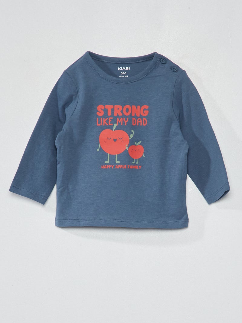 T-shirt em jersey com estampado AZUL - Kiabi