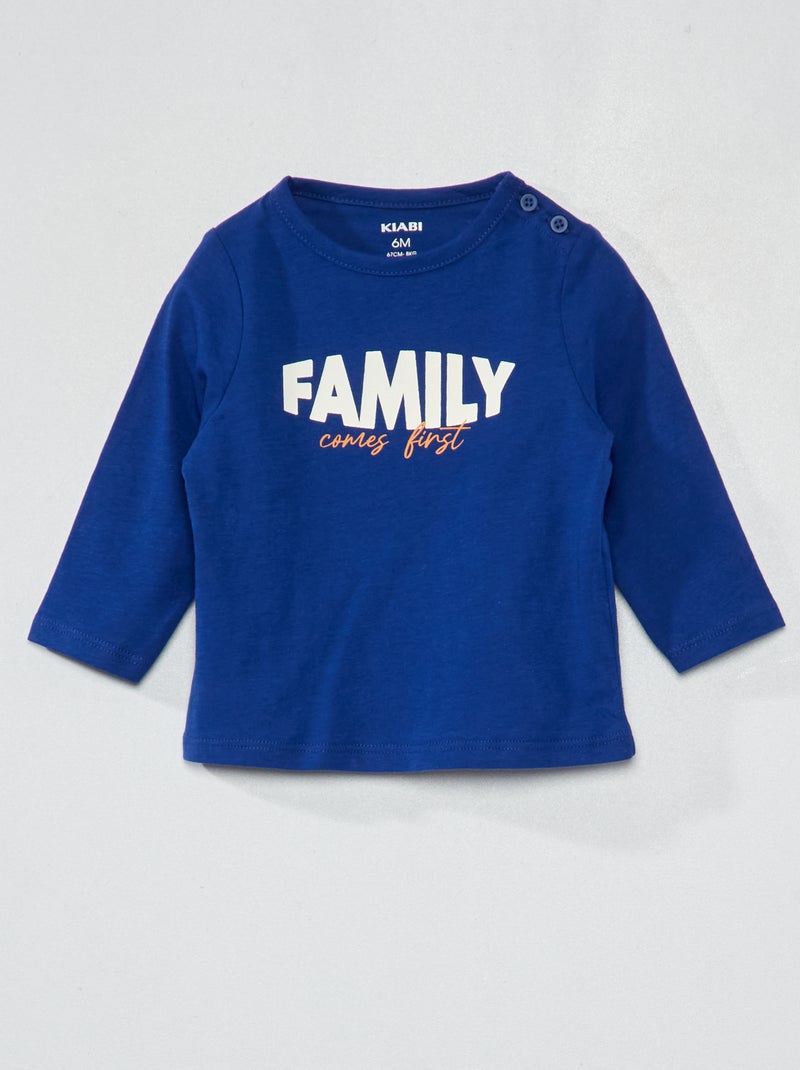 T-shirt em jersey com estampado AZUL - Kiabi