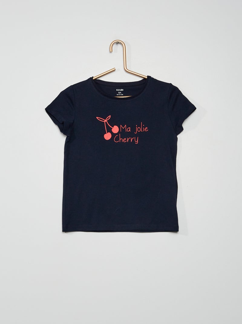 T-shirt em jersey com estampado AZUL - Kiabi