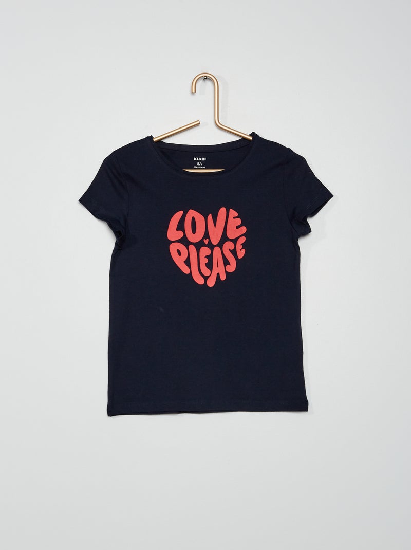 T-shirt em jersey com estampado AZUL - Kiabi