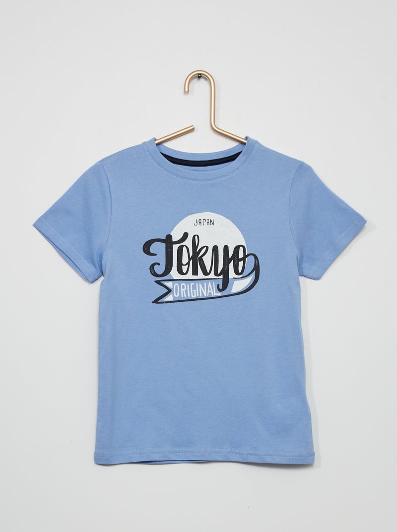 T-shirt em jersey com estampado AZUL - Kiabi