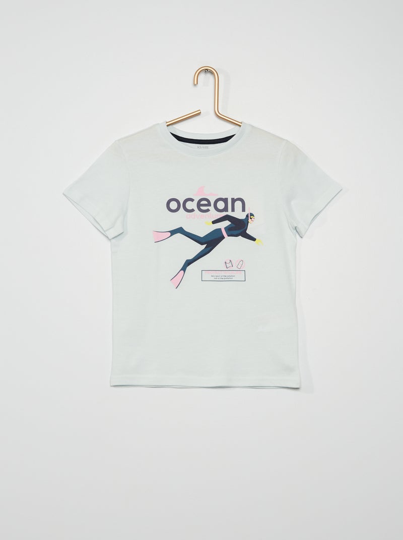 T-shirt em jersey com estampado AZUL - Kiabi