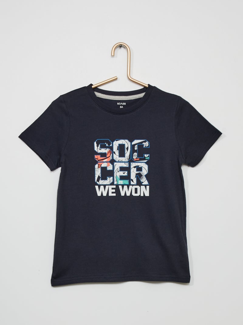 T-shirt em jersey com estampado AZUL - Kiabi