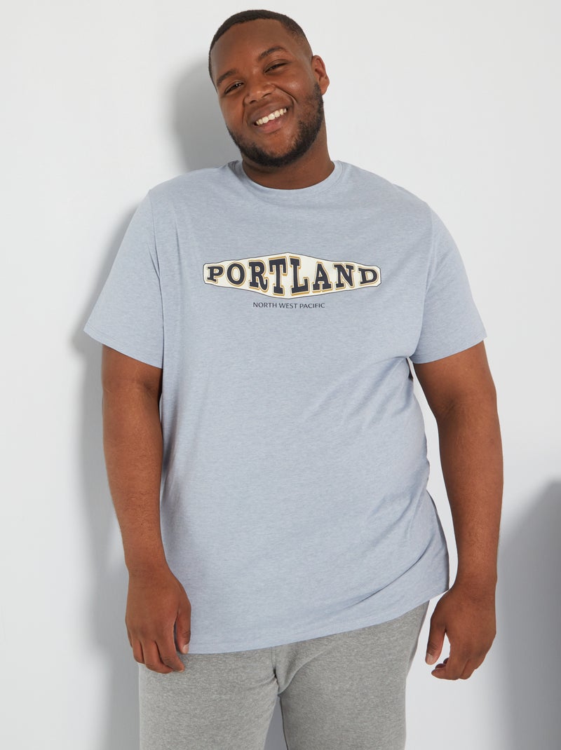 T-shirt em jersey com estampado AZUL - Kiabi