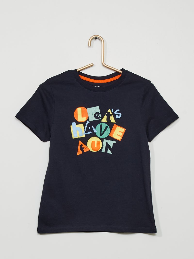 T-shirt em jersey com estampado AZUL - Kiabi