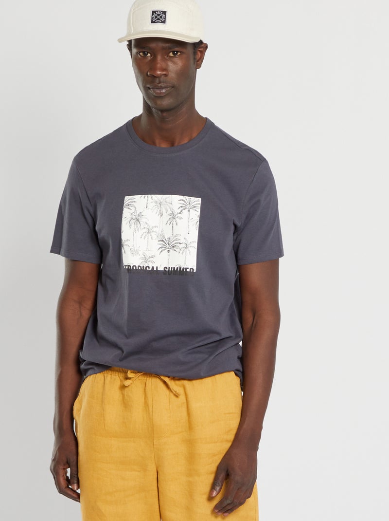 T-shirt em jersey com estampado AZUL - Kiabi