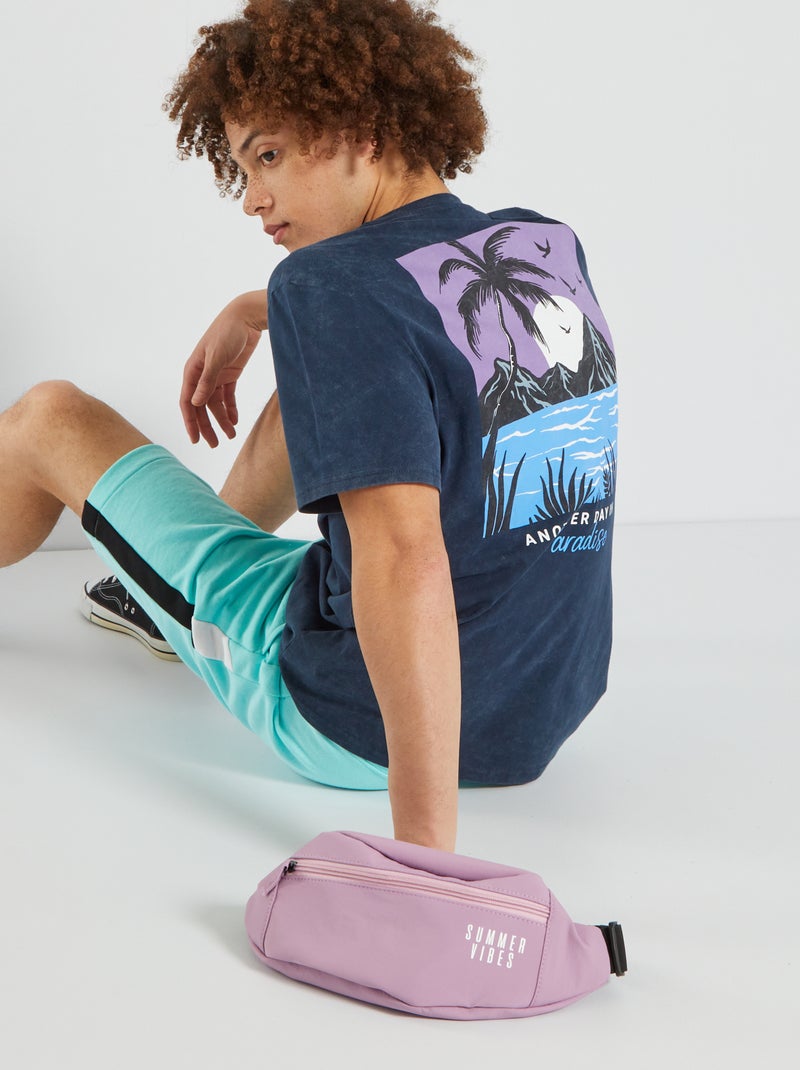 T-shirt em jersey com estampado AZUL - Kiabi