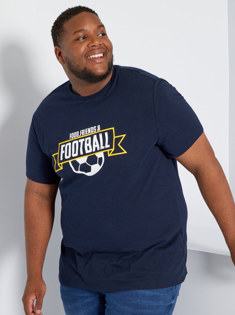 T-shirt em jersey com estampado AZUL - Kiabi