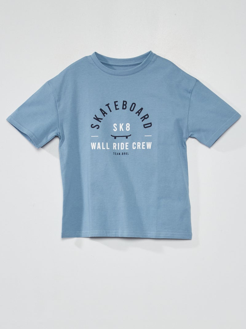 T-shirt em jersey com estampado AZUL - Kiabi