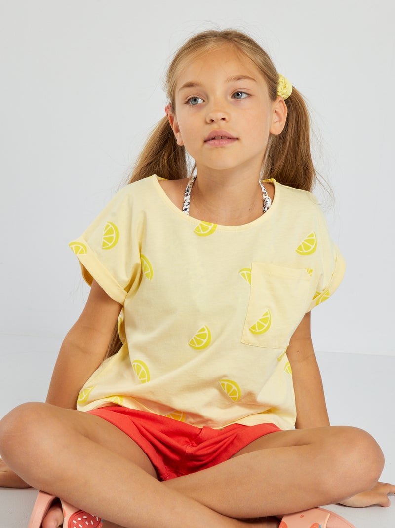 T-shirt em jersey com estampado BEGE - Kiabi