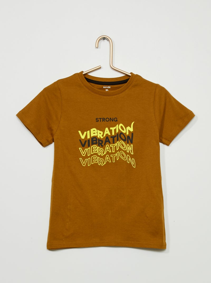 T-shirt em jersey com estampado BEGE - Kiabi
