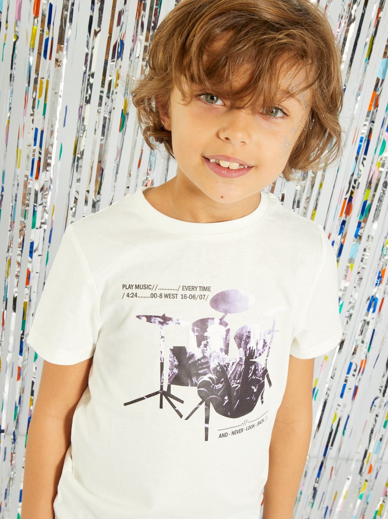 T-shirt em jersey com estampado BEGE - Kiabi