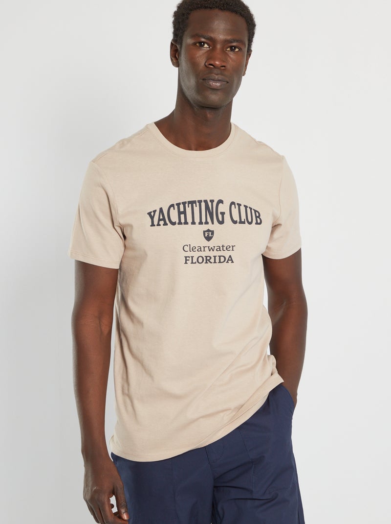 T-shirt em jersey com estampado BEGE - Kiabi