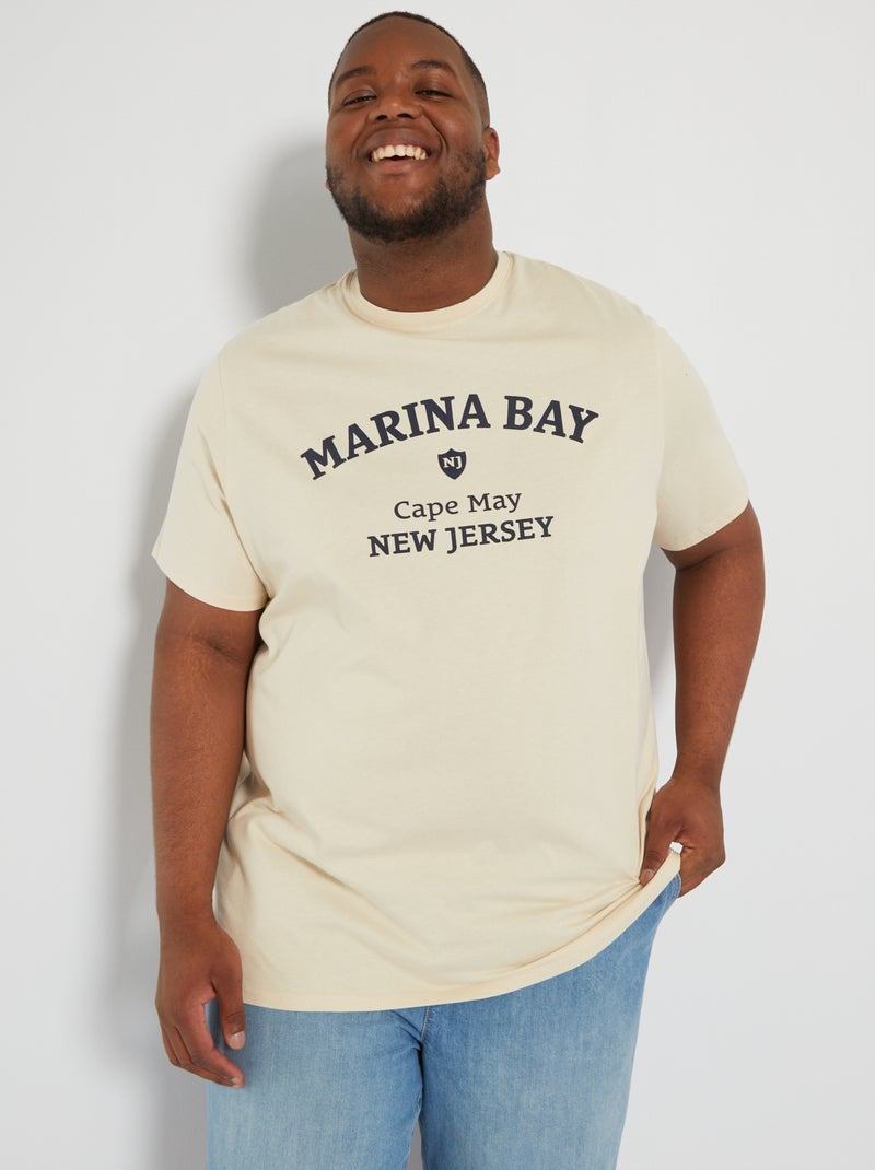 T-shirt em jersey com estampado BEGE - Kiabi