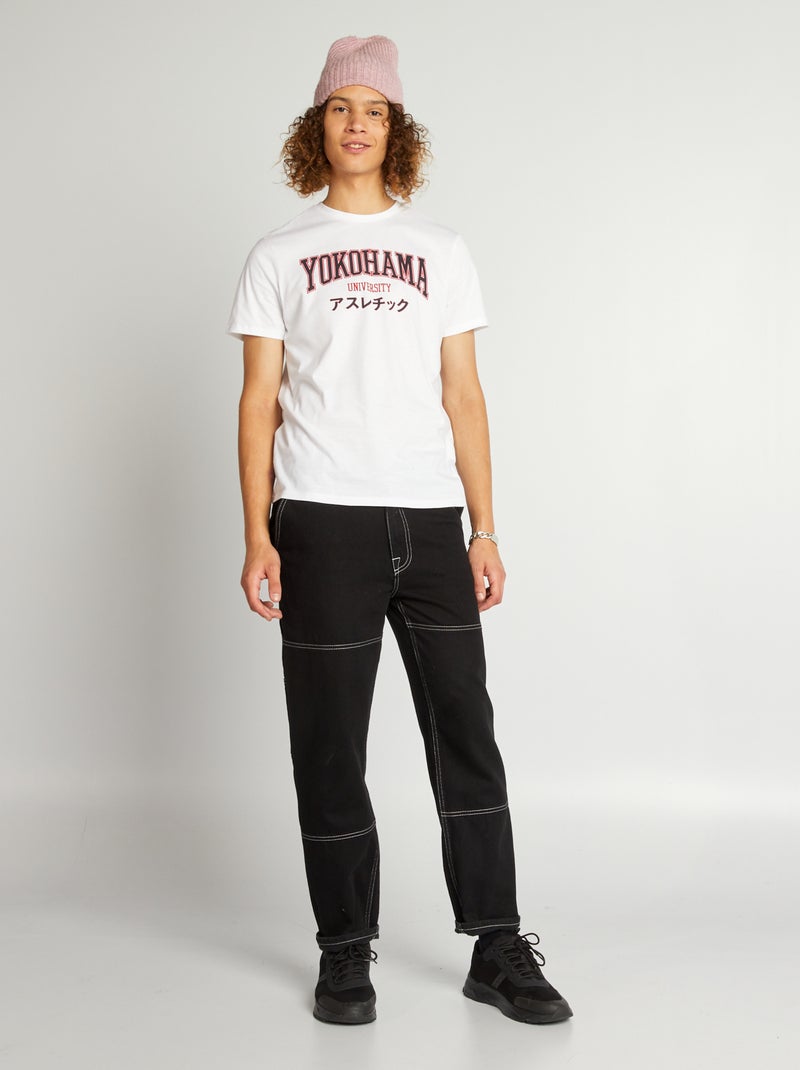 T-shirt em jersey com estampado BRANCO - Kiabi