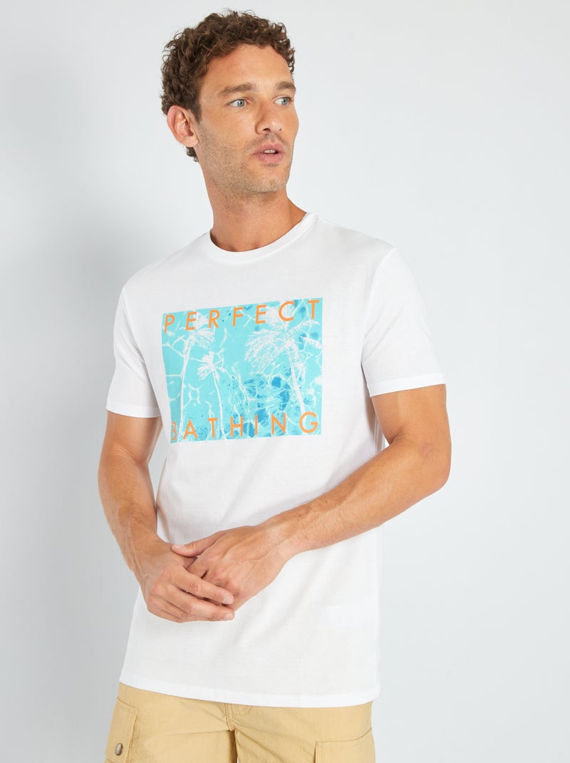 T-shirt em jersey com estampado BRANCO - Kiabi