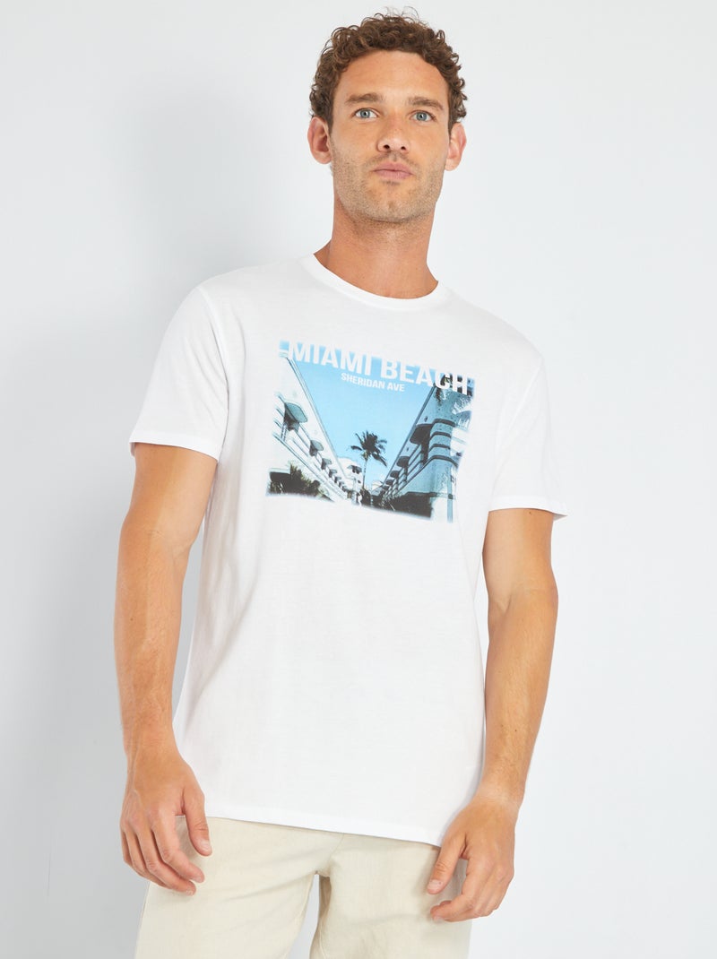 T-shirt em jersey com estampado BRANCO - Kiabi