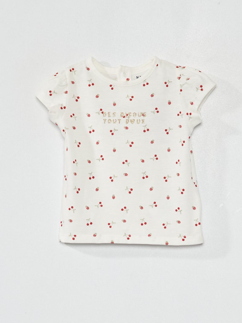 T-shirt em jersey com estampado BRANCO - Kiabi