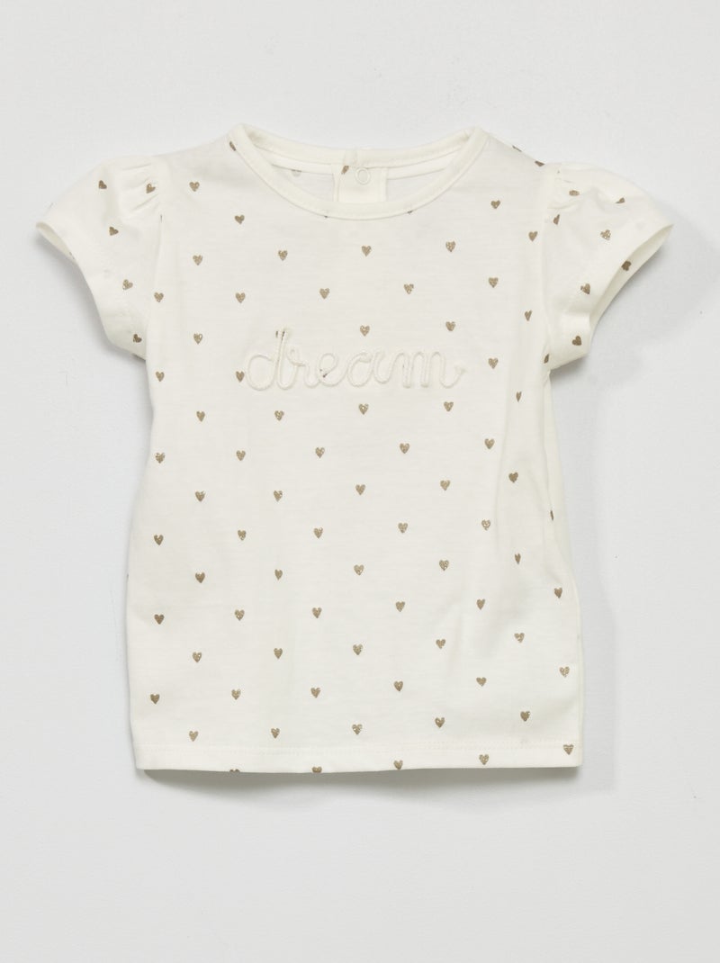 T-shirt em jersey com estampado BRANCO - Kiabi