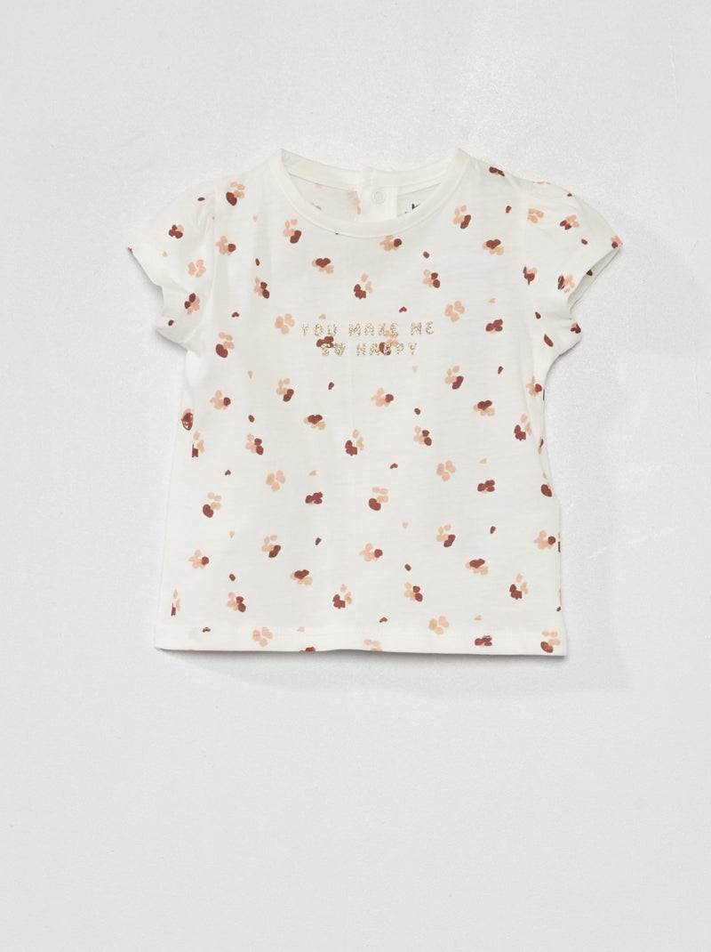 T-shirt em jersey com estampado BRANCO - Kiabi