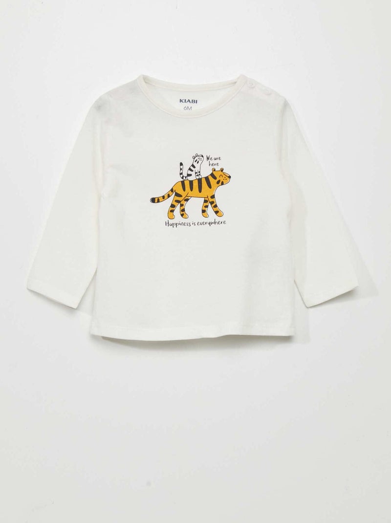 T-shirt em jersey com estampado BRANCO - Kiabi