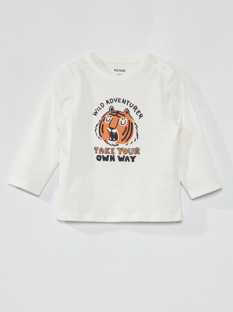 T-shirt em jersey com estampado BRANCO - Kiabi