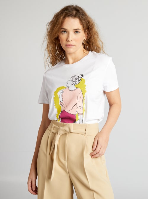 T-shirt em jersey com estampado - Kiabi