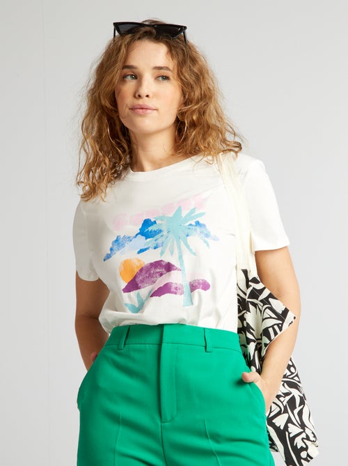 T-shirt em jersey com estampado - Kiabi