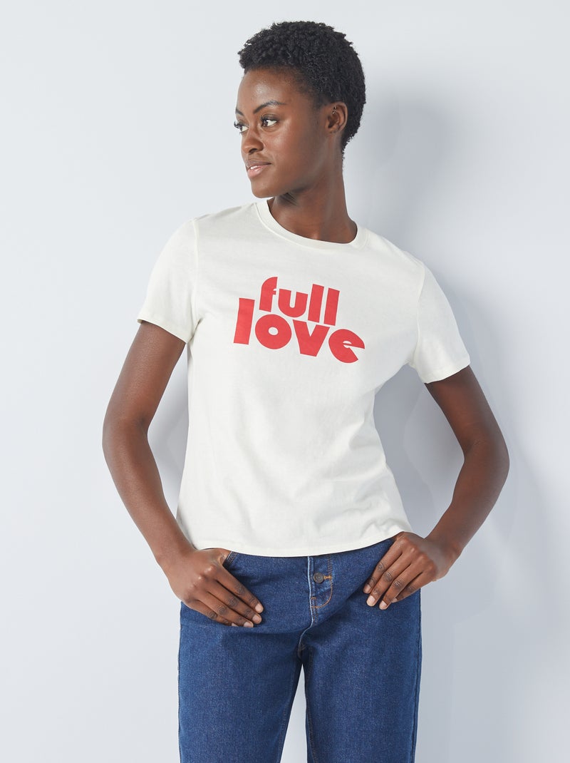 T-shirt em jersey com estampado BRANCO - Kiabi