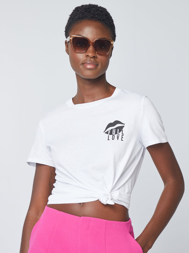 T-shirt em jersey com estampado BRANCO - Kiabi