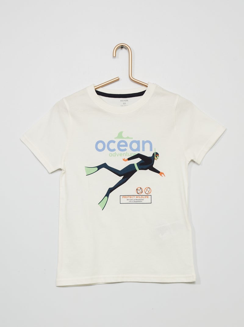 T-shirt em jersey com estampado BRANCO - Kiabi