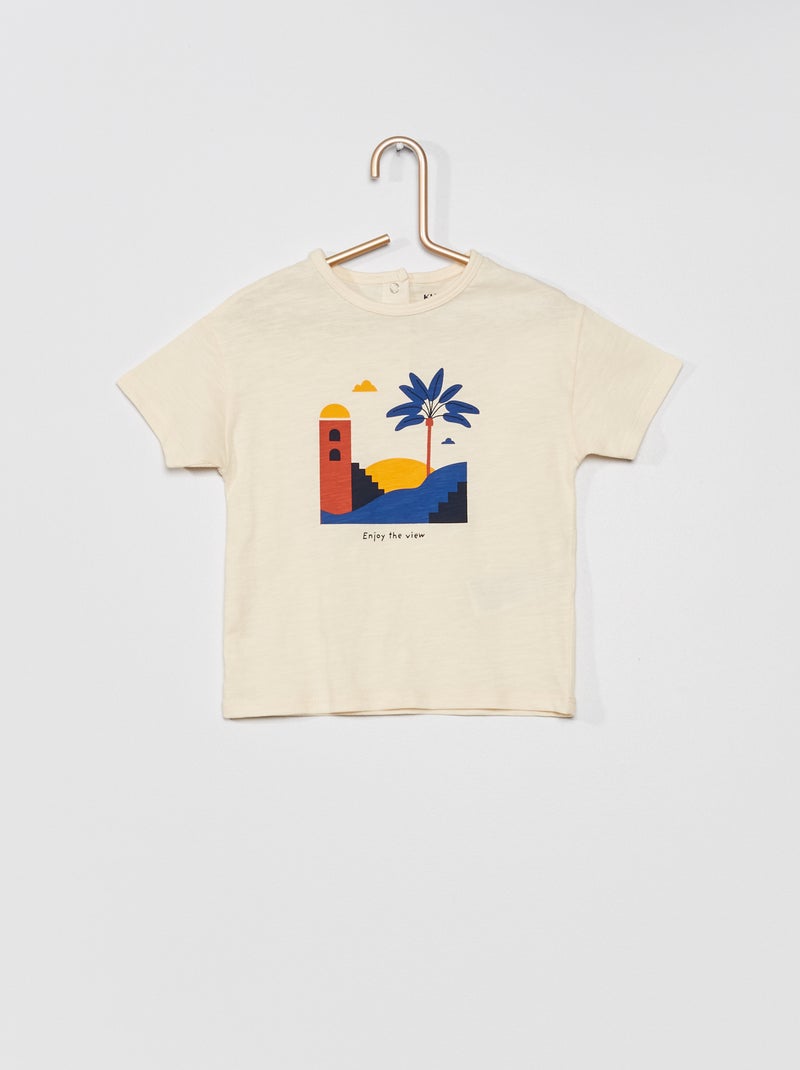 T-shirt em jersey com estampado BRANCO - Kiabi