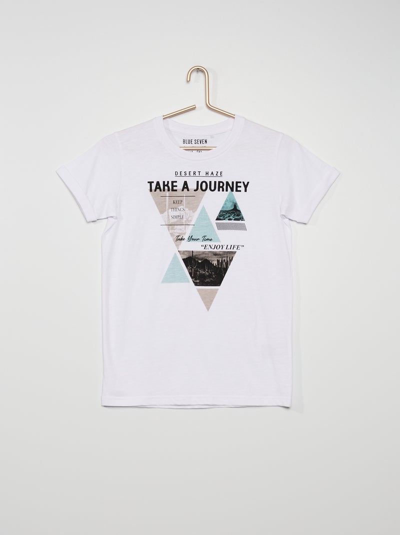 T-shirt em jersey com estampado Branco - Kiabi