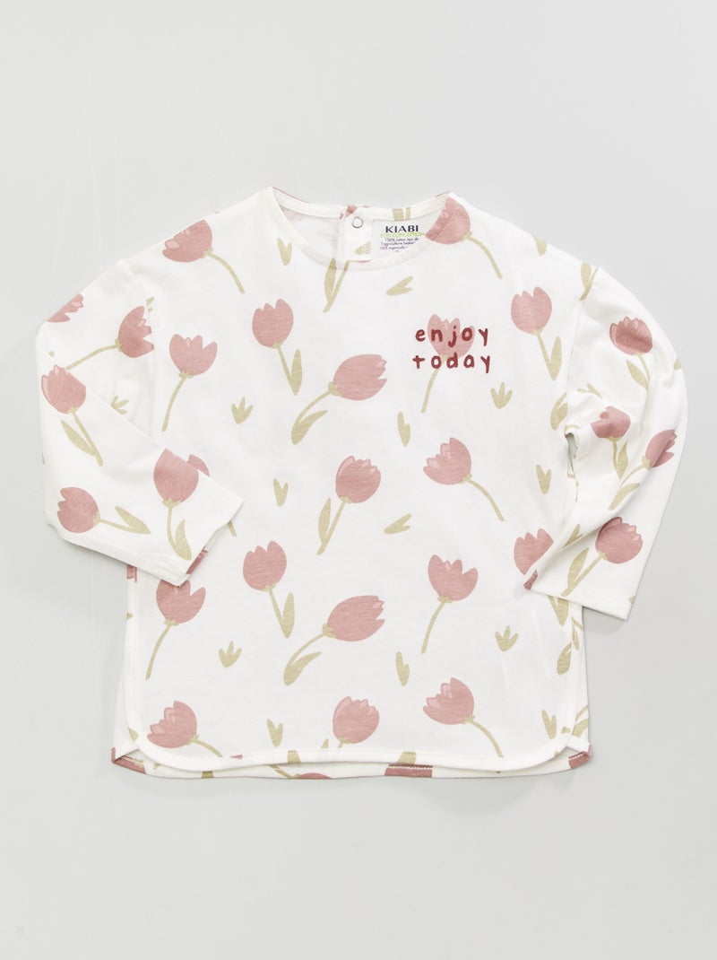 T-shirt em jersey com estampado BRANCO - Kiabi