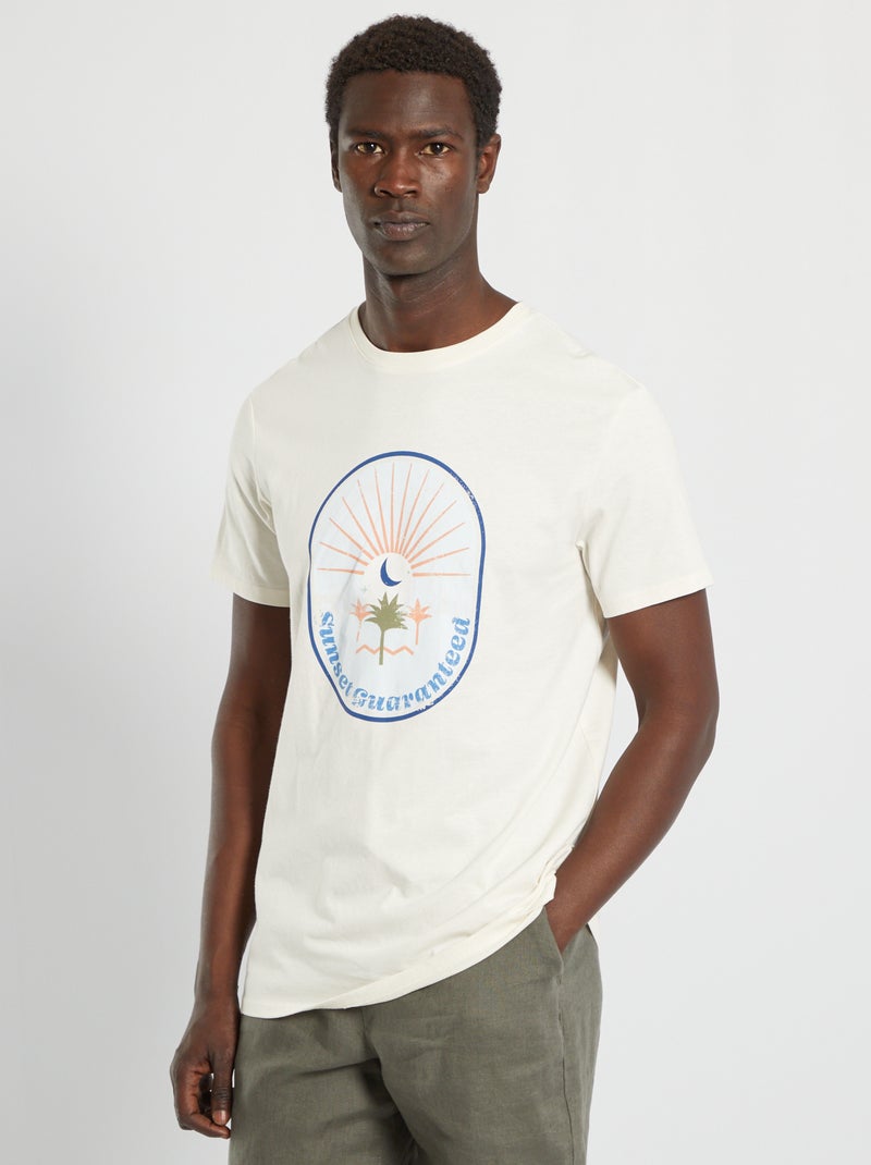 T-shirt em jersey com estampado BRANCO - Kiabi