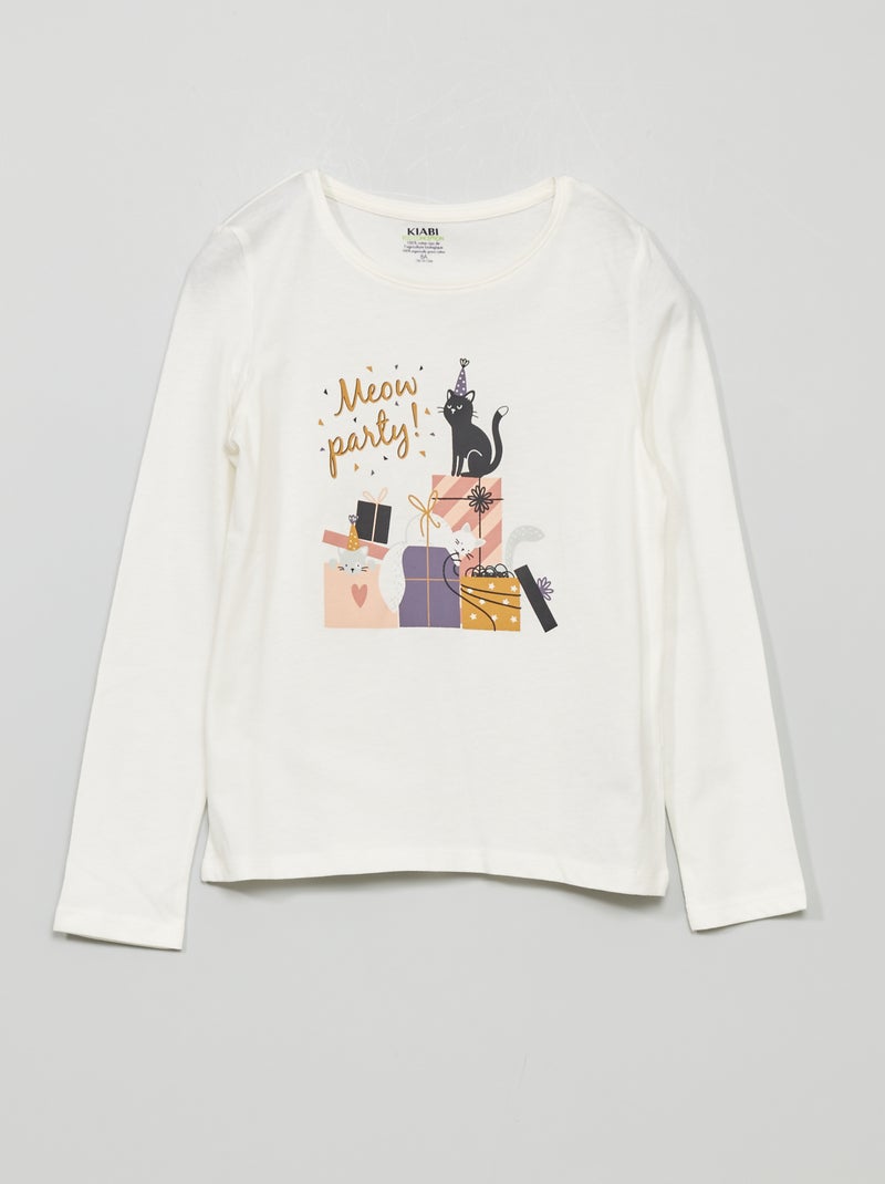 T-shirt em jersey com estampado BRANCO - Kiabi