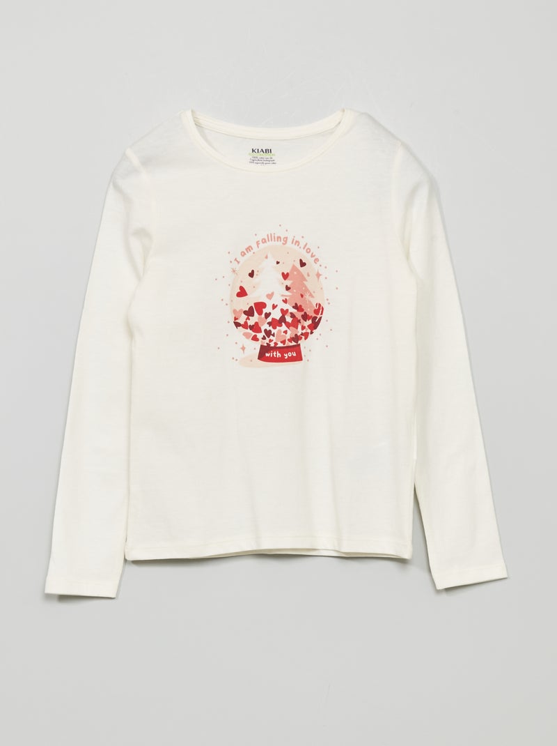 T-shirt em jersey com estampado BRANCO - Kiabi