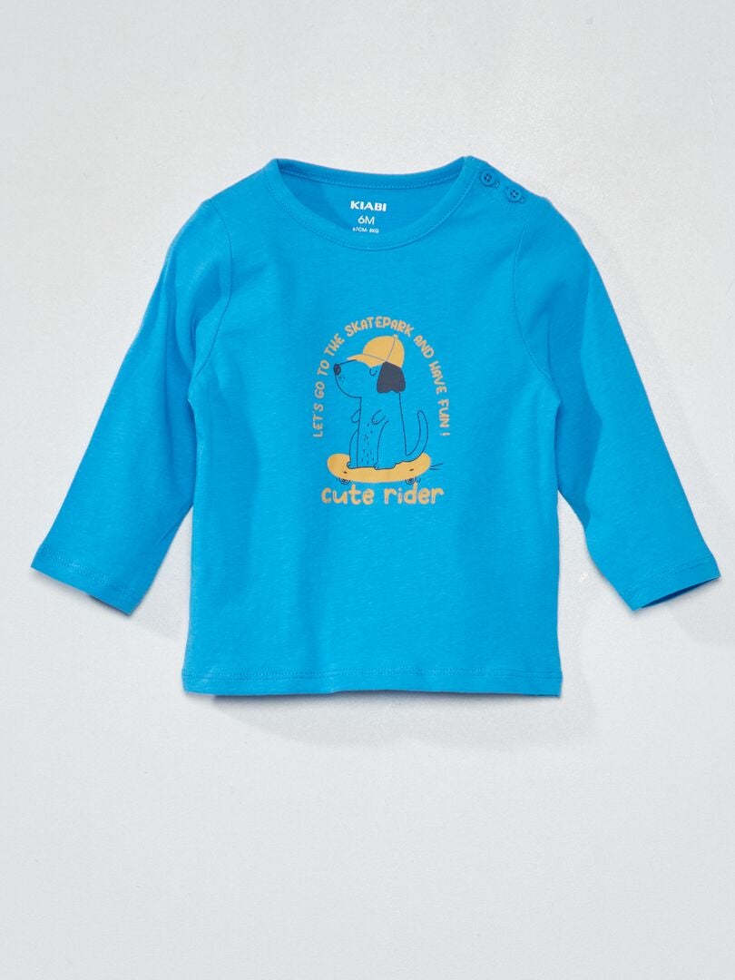 T-shirt em jersey com estampado CÃO AZUL - Kiabi