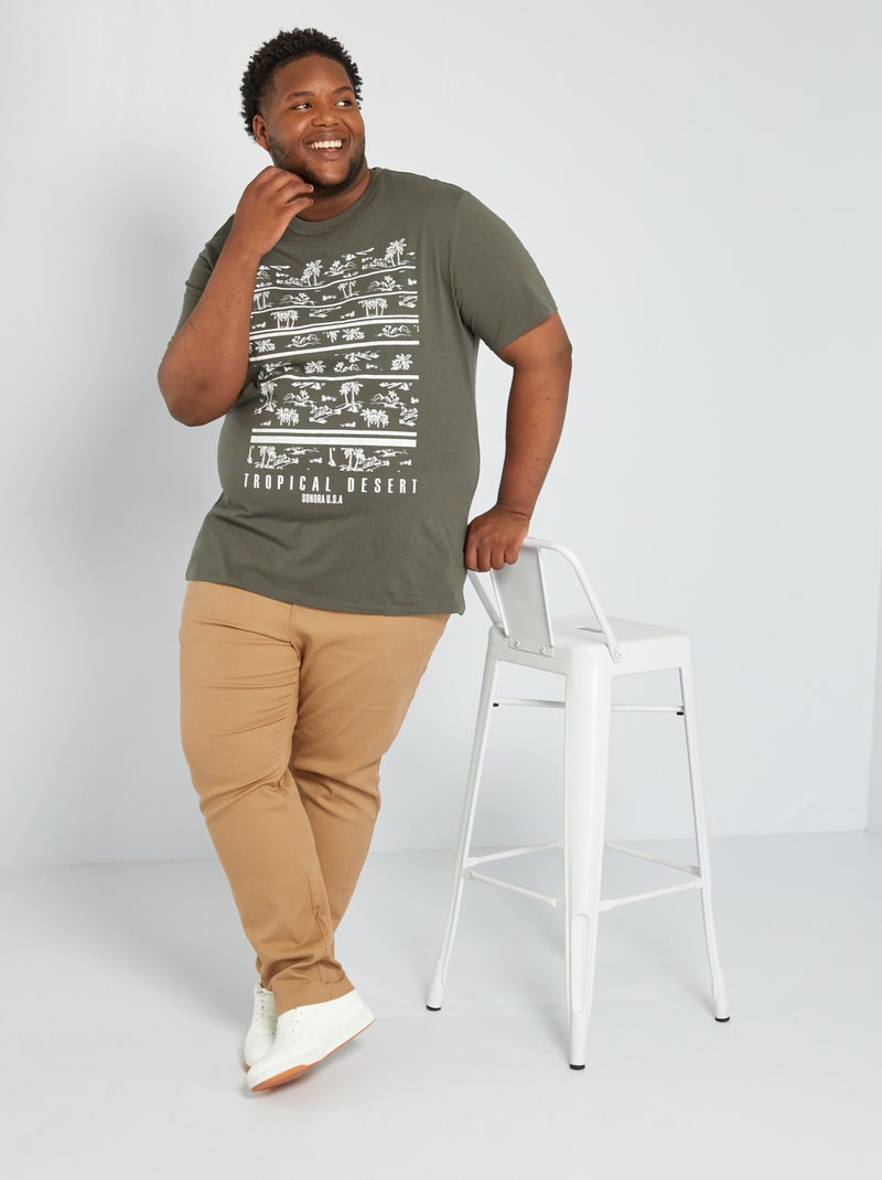T-shirt em jersey com estampado CAQUI - Kiabi