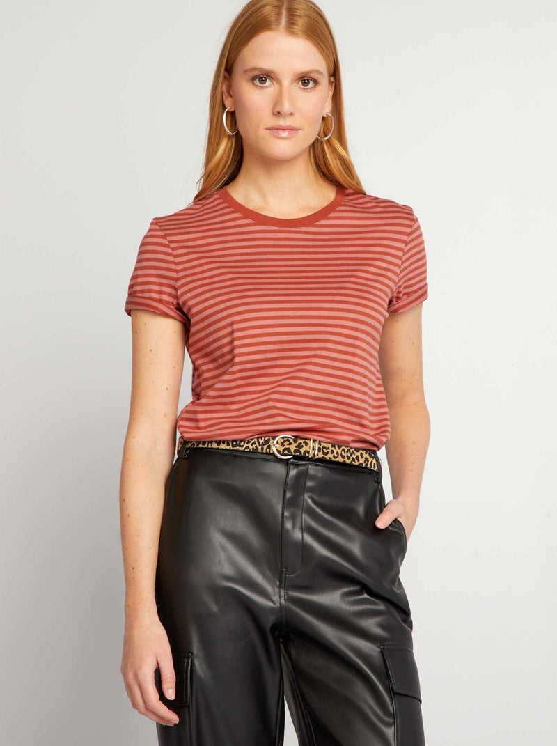 T-shirt em jersey com estampado CASTANHO - Kiabi