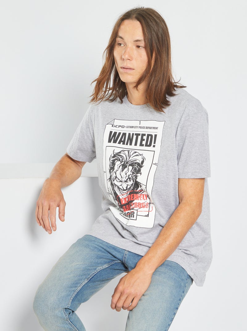 T-shirt em jersey com estampado Cinza Mesclado - Kiabi