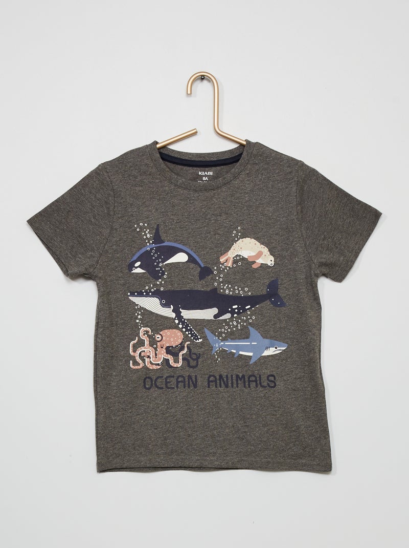 T-shirt em jersey com estampado CINZA - Kiabi
