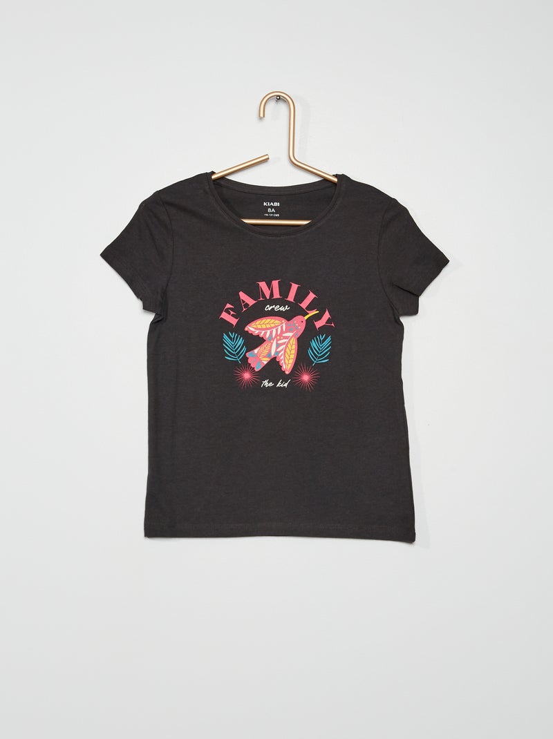 T-shirt em jersey com estampado CINZA - Kiabi