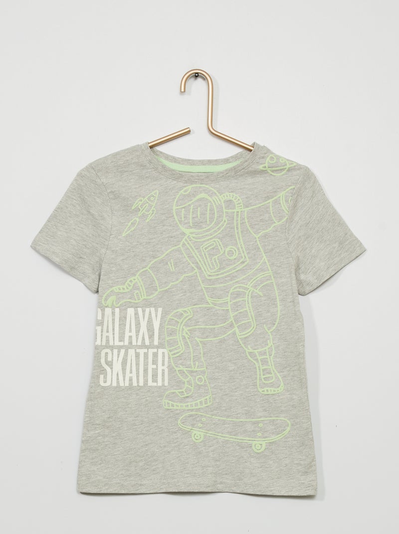 T-shirt em jersey com estampado CINZA - Kiabi