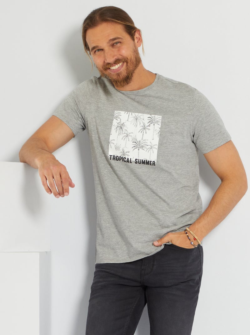 T-shirt em jersey com estampado CINZA - Kiabi