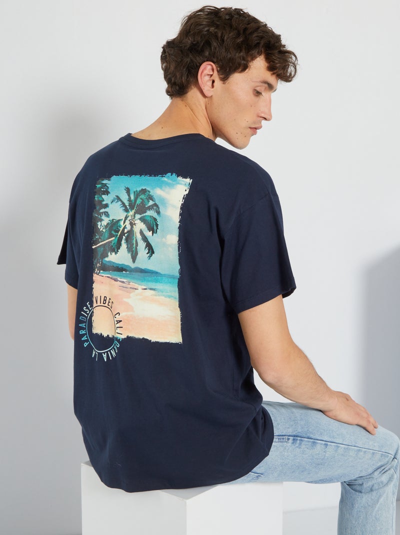 T-shirt em jersey com estampado de fantasia AZUL - Kiabi