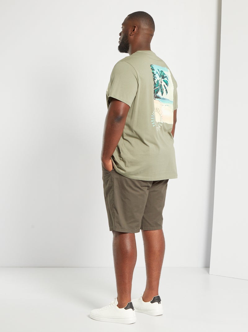 T-shirt em jersey com estampado de fantasia CAQUI - Kiabi