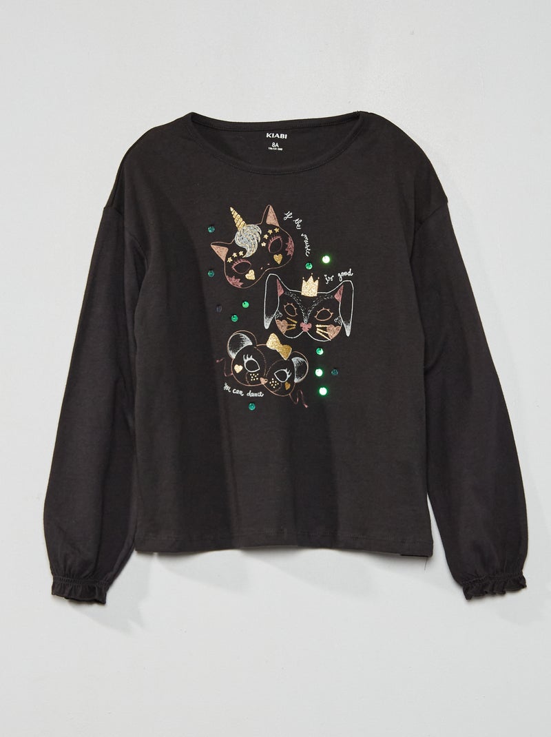 T-shirt em jersey com estampado de fantasia CINZA - Kiabi